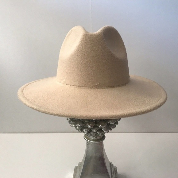 Unbranded Hat Stiff Brim Tan Felt Adjustable No Hat Band Pre-Owned main image 7